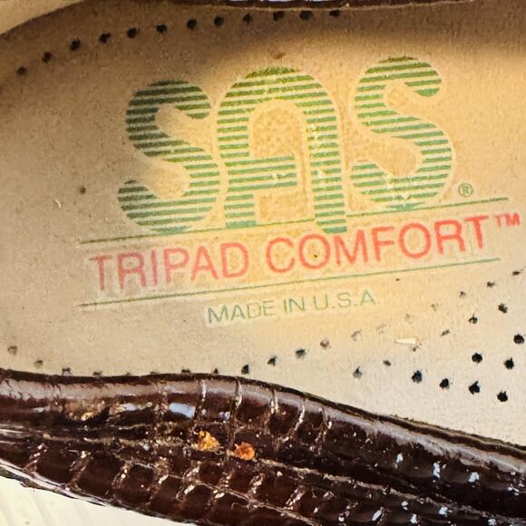 SAS Shoes Womens 5.5 Brown Tripad Comfort Loafers Croc Embossed Slip On USA - Picture 9 of 10